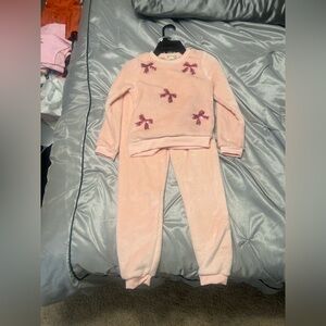 Pink Pajama Set with Bow Accents